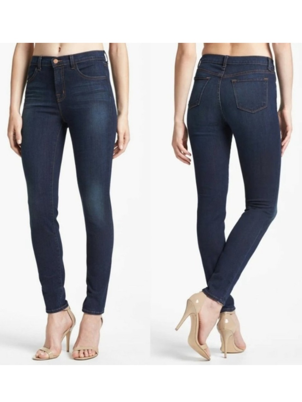 J Brand Dark Wash Maria Mid Rise Jeans, Skinny Fit, Women's 28